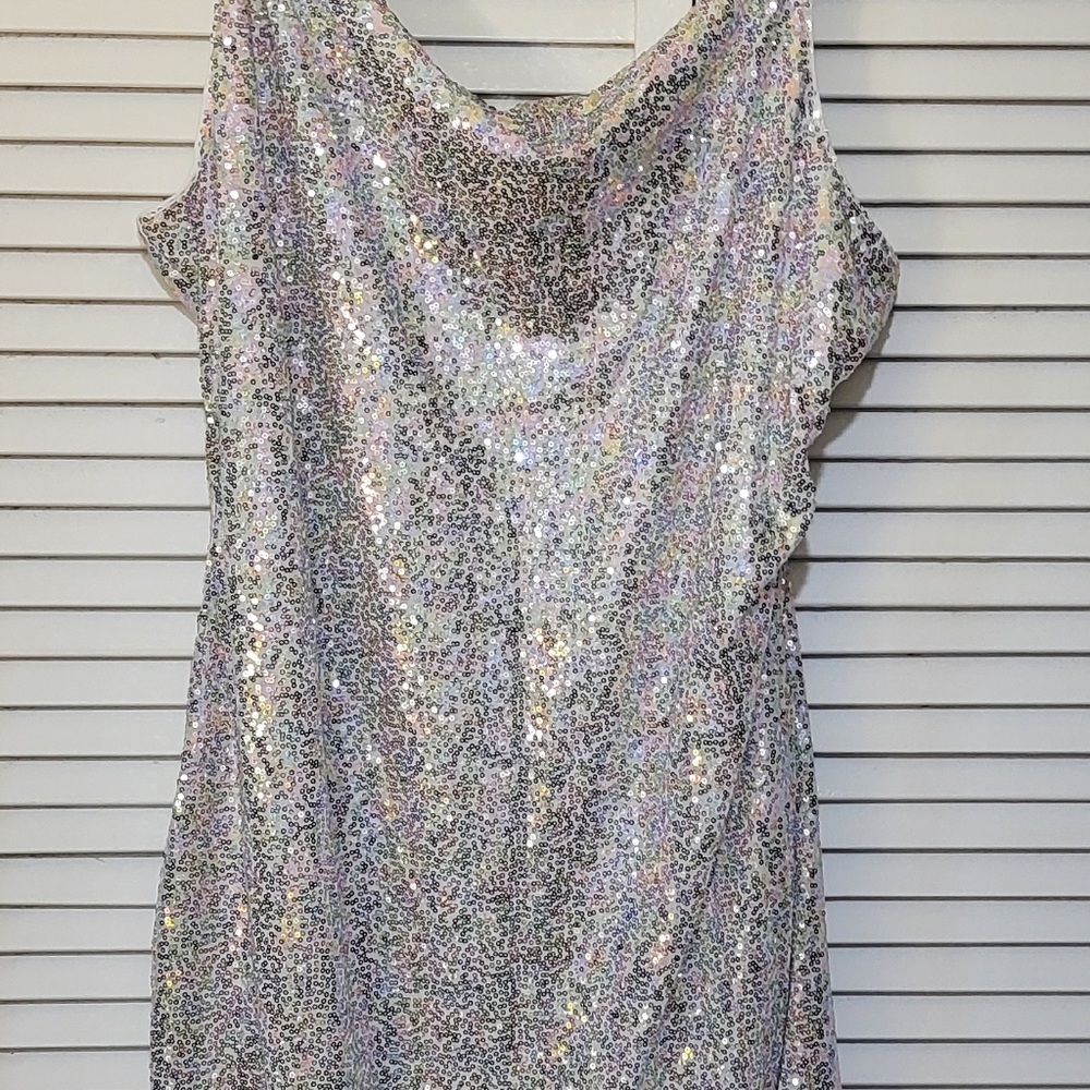 Grace Karin Silver Sequin Mini Dress